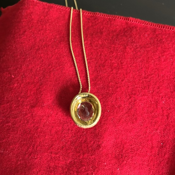 My Michelle 18k green amethyst and diamond pendant with chain - Picture 7 of 8